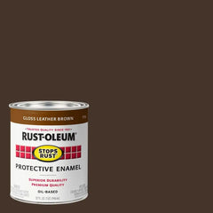 Rust-Oleum 7775502 Stops Rust Brush On Paint, Quart, Gloss Leather Brown, (Pack of 1)