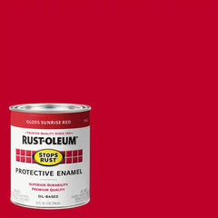 Rust-Oleum 7762502 Stops Rust Brush On Paint, Quart, Gloss Sunrise Red, (Pack of 1)