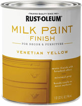 Rust-Oleum Venetian Yellow Milk Paint Finish | Decor and Furniture Applications | Matte Finish Brushed Effect | Minimal Prep Needed | No Primers Required | Easy Clean Up | Quart