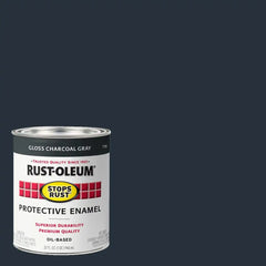 Rust-Oleum 7784502 Stops Rust Brush On Paint, Quart, Gloss Charcoal Gray, (Pack of 1)