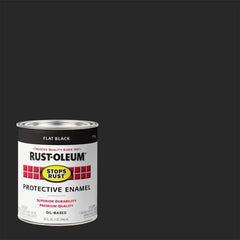 Rust-Oleum 7776502 Stops Rust Brush On Paint, Quart, Flat Black, (Pack of 1)