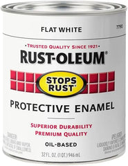 Rust-Oleum 7790502-2PK Stops Rust Brush On Paint, Quart, Flat White, (Pack of 2)