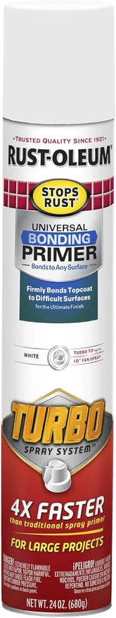 Rust-Oleum 398663 Stops Rust Turbo Spray System Universal Bonding Primer, 24 oz, White