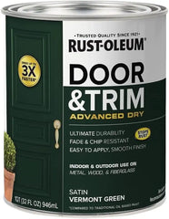 Rust-Oleum 376514 Advanced Dry Door & Trim Paint, Quart, Satin Vermont Green