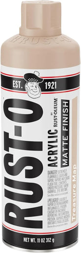 Rust-Oleum Rust-O Acrylic Spray Paint | Street Artist Spray Paint for Murals | Weather Resistant for Concrete, Wood, Brick and Other Surfaces | 11 Ounce | Matte Treasure Map