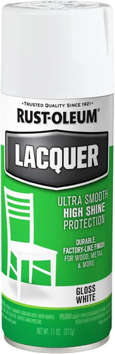 Rust-Oleum 1904830 Lacquer Spray Paint, 11 oz, Gloss White, (Pack of 1)