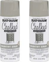 Rust-Oleum 302593-2PK Chalked Ultra Matte Spray Paint, 12 oz, Country Gray, 2 Pack
