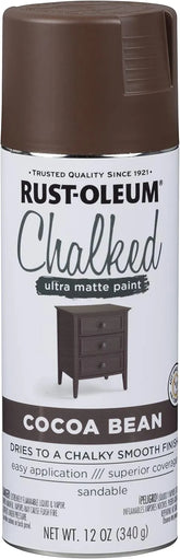 Rust-Oleum Cocoa Bean Chalked All-in-One Ultra Matte Spray Paint | One Coat Coverage | No Primer, Sanding, Or Topcoat Needed | Easy Spray Application | Made in USA | 12 OZ