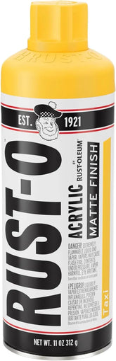 Rust-Oleum Rust-O Acrylic Spray Paint | Street Artist Spray Paint for Murals | Weather Resistant for Concrete, Wood, Brick and Other Surfaces | 11 Ounce | Matte Taxi