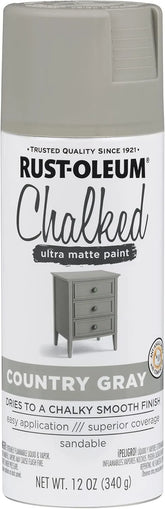 Rust-Oleum Country Gray Chalked All-in-One Ultra Matte Spray Paint | One Coat Coverage | No Primer, Sanding, Or Topcoat Needed | Easy Spray Application | Made in USA | 12 OZ
