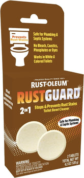 Rust-Oleum RustGuard Rust Stain Remover | Heavy-Duty Iron Stain Remover & Toilet Bowl Cleaner For White & Colored Toilets | 2 Tablet Box