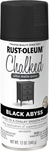 Rust-Oleum 392046 Chalked Ultra Matte Spray Paint, 12 oz, Black Abyss