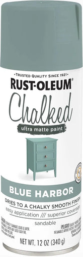 Rust-Oleum Harbor Blue Chalked All-in-One Ultra Matte Spray Paint | One Coat Coverage | No Primer, Sanding, Or Topcoat Needed | Easy Spray Application | Made in USA | 12 OZ