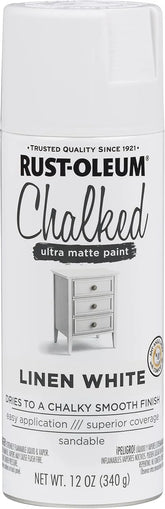 Rust-Oleum Linen White Chalked All-in-One Ultra Matte Spray Paint | One Coat Coverage | No Primer, Sanding, Or Topcoat Needed | Easy Spray Application | Made in USA | 12 OZ
