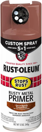 Rust-Oleum 384755 Stops Rust Custom 5-in-1 Rusty Metal Primer Spray, 12 oz, Flat Brown