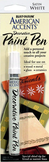 Rust-Oleum 215153 American Accents Satin Decorative Paint Pen, White, 1/3-Ounce