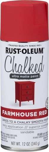 Rust-Oleum Farmhouse Red Chalked All-in-One Ultra Matte Spray Paint | One Coat Coverage | No Primer, Sanding, Or Topcoat Needed | Easy Spray Application | Made in USA | 12 OZ