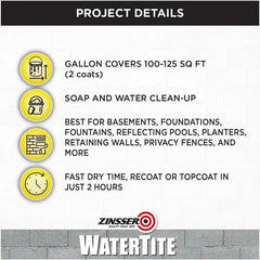 Zinsser 369382 WaterTite General Purpose Waterproofing Paint, 5 Gallon, White