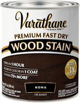 Varathane Premium Fast Dry Wood Stain | 1 Hour Dry Time | 1 Coat Color | Interior Wood Stain | Furniture, Cabinets, Doors, Trim | Quart | Kona