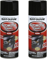 Rust-Oleum 252462-2PK Automotive Enamel Spray Paint, 12 oz, Gloss Black, 2 Pack