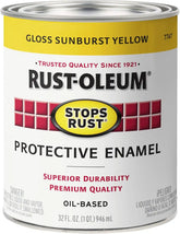 Rust-Oleum 7747502 Stops Rust Brush On Paint, Quart, Gloss Sunburst Yellow, (Pack of 1)