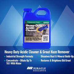 Miracle Sealants Heavy-Duty Acidic Cleaner for Tile & Stone, Grout Haze, Rust Stain & Efflorescence Remover, Quart, 6 Pack