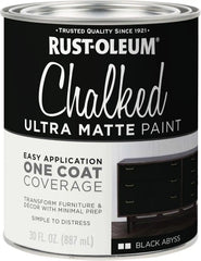 Rust-Oleum Black Abyss Chalked All-in-One Ultra Matte Paint | One Coat Coverage | No Primer, Sanding, Or Topcoat Needed | Easy Clean Up | Made in USA | 30 OZ