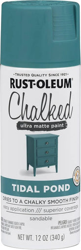 Rust-Oleum Tidal Pond Chalked All-in-One Ultra Matte Spray Paint | One Coat Coverage | No Primer, Sanding, Or Topcoat Needed | Easy Spray Application | Made in USA | 12 OZ
