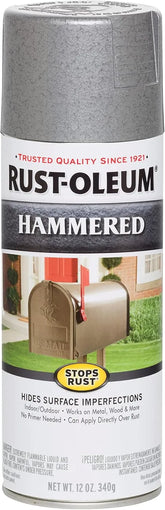 Rust-Oleum 7213830 Stops Rust Hammered Spray Paint, 12 oz, Silver