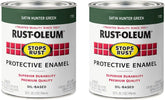 Rust-Oleum 7732502-2PK Stops Rust Brush On Paint, Quart, Satin Hunter Green, (Pack of 2)