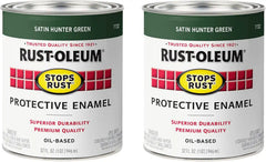 Rust-Oleum 7732502-2PK Stops Rust Brush On Paint, Quart, Satin Hunter Green, (Pack of 2)