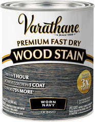 Varathane Premium Fast Dry Wood Stain | 1 Hour Dry Time | 1 Coat Color | Interior Wood Stain | Furniture, Cabinets, Doors, Trim | Quart | Worn Navy