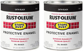 Rust-Oleum 7777502-2PK Stops Rust Brush On Paint, Quart, Satin Black, 2 Pack