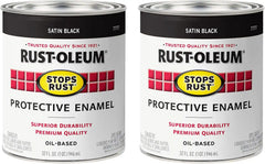 Rust-Oleum 7777502-2PK Stops Rust Brush On Paint, Quart, Satin Black, 2 Pack