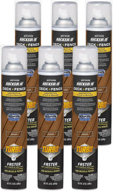 RockSolid Deck+Fence Protective Stain & Sealer with Turbo Spray System | Oil‑Base One‑Coat Protection | Superior Moisture Resistance | UV Resistant | Cedar | 23 oz Aerosol | 6 Pack