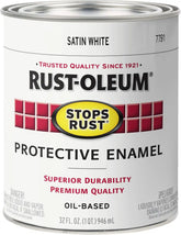 Rust-Oleum 7791502 Stops Rust Brush Paint, Quart, Satin White
