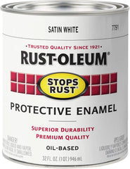 Rust-Oleum 7791502 Stops Rust Brush Paint, Quart, Satin White