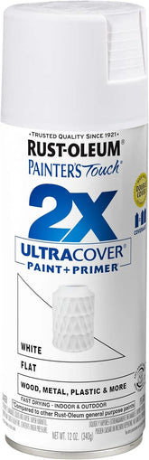 Rust-Oleum 249126 Painter's Touch 2X Ultra Cover Spray Paint, 12 oz, Flat White