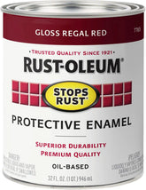 Rust-Oleum 7765502 Stops Rust Brush On Paint, Quart, Gloss Regal Red, (Pack of 1)