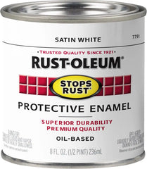 Rust-Oleum 7791730 Stops Rust Brush On Paint, Half Pint, Satin White