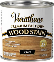 Varathane Premium Fast Dry Wood Stain | 1 Hour Dry Time | 1 Coat Color | Interior Wood Stain | Furniture, Cabinets, Doors, Trim | Half Pint | Honey Maple