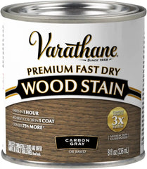 Varathane Premium Fast Dry Wood Stain | 1 Hour Dry Time | 1 Coat Color | Interior Wood Stain | Furniture, Cabinets, Doors, Trim | Half Pint | Carbon Gray