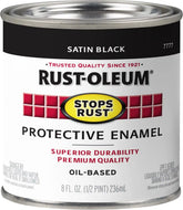 Rust-Oleum 7777730 Stops Rust Brush On Paint, Half Pint, Satin Black