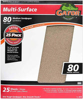 Gator 9" x 11" Multi-Surface Sanding Sheets, 80 Grit, 25 Pack