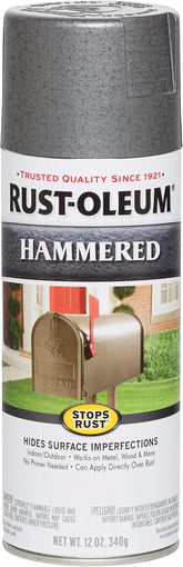 Rust-Oleum 7214830 Stops Rust Hammered Spray Paint, 12 oz, Gray