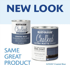 Rust-Oleum Coastal Blue Chalked All-in-One Ultra Matte Paint | One Coat Coverage | No Primer, Sanding, Or Topcoat Needed | Easy Clean Up | Made in USA | 30 OZ