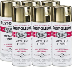 Rust-Oleum 7710830-6PK Stops Rust Bright Coat Metallic Spray Paint, 11 Ounce, Gold, (Pack of 6)