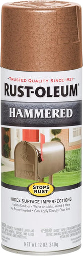 Rust-Oleum 210849 Stops Rust Hammered Spray Paint, 12 oz, Copper