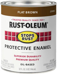 Rust-Oleum 239083 Stops Rust Brush On Paint, Quart, Flat Brown, (Pack of 1)