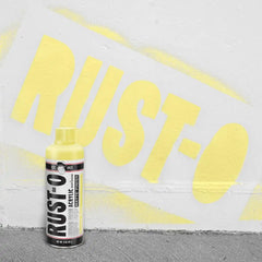 Rust-Oleum Rust-O Acrylic Spray Paint | Street Artist Spray Paint for Murals | Weather Resistant for Concrete, Wood, Brick and Other Surfaces | 11 Ounce | Matte Banana Whip